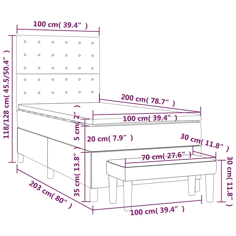Sommier à lattes de lit avec matelas Vert foncé 100x200 cm - 9