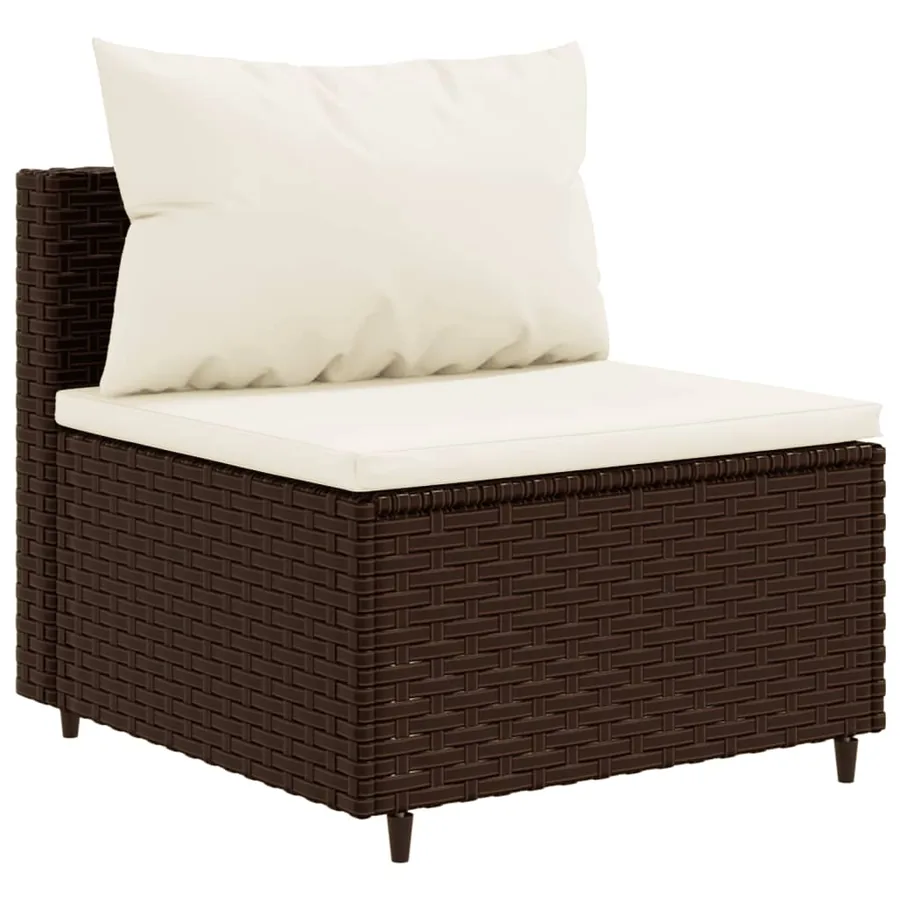 Salon de jardin 10 pcs avec coussins marron résine tressée - 4