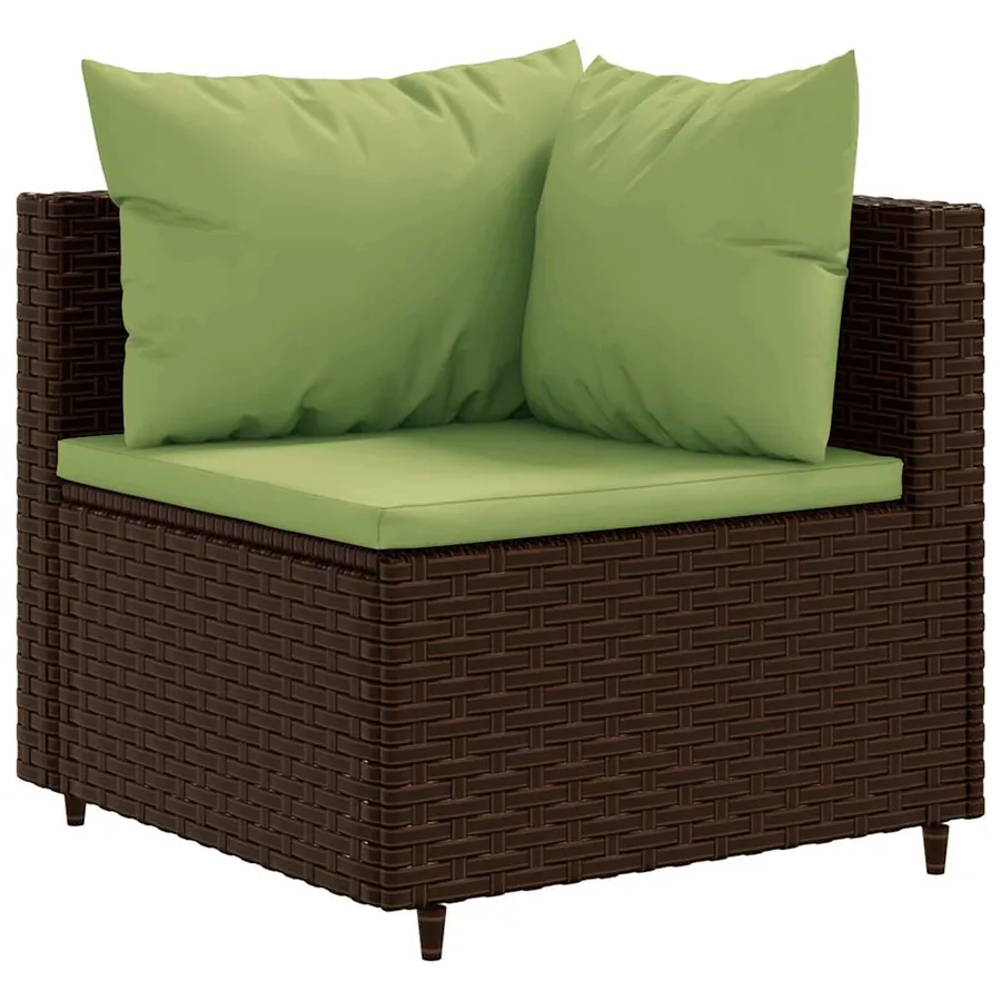 Salon de jardin 6 pcs avec coussins Marron Résine tressée - 3