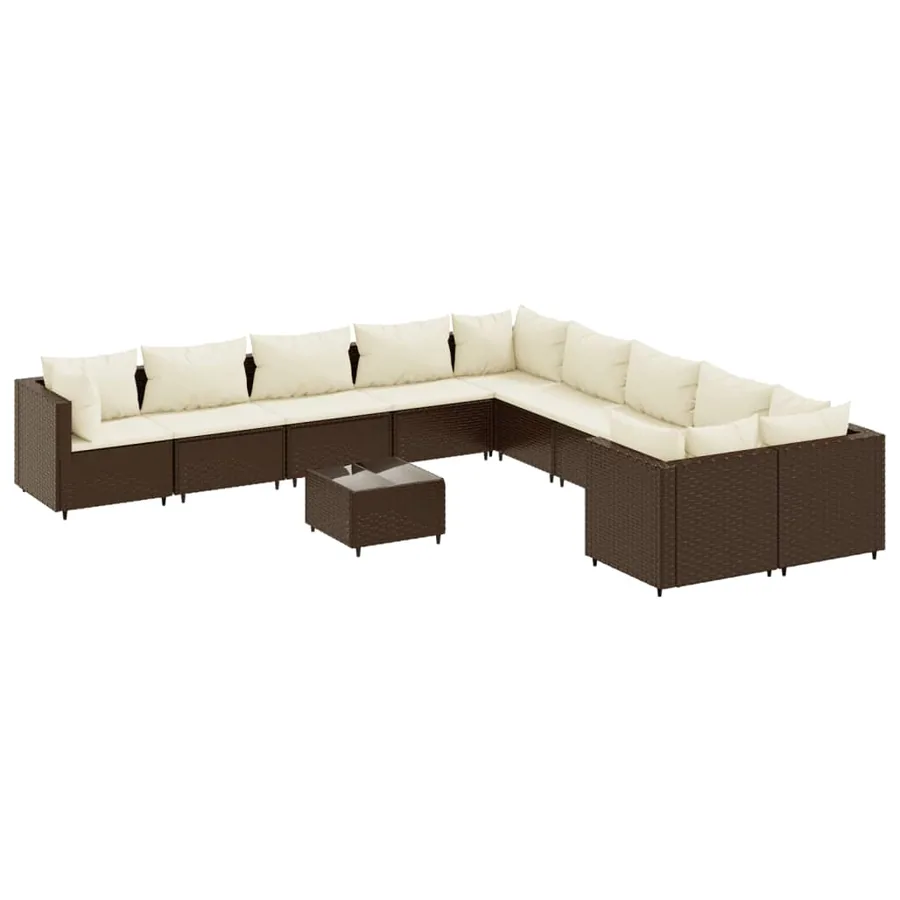 Salon de jardin et coussins 11 pcs marron résine tressée - 2
