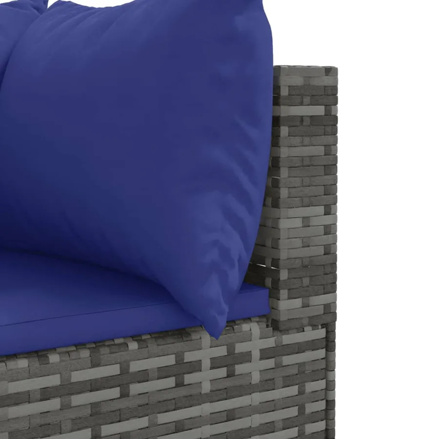 Salon de jardin avec coussins 10 pcs gris résine tressée - 7