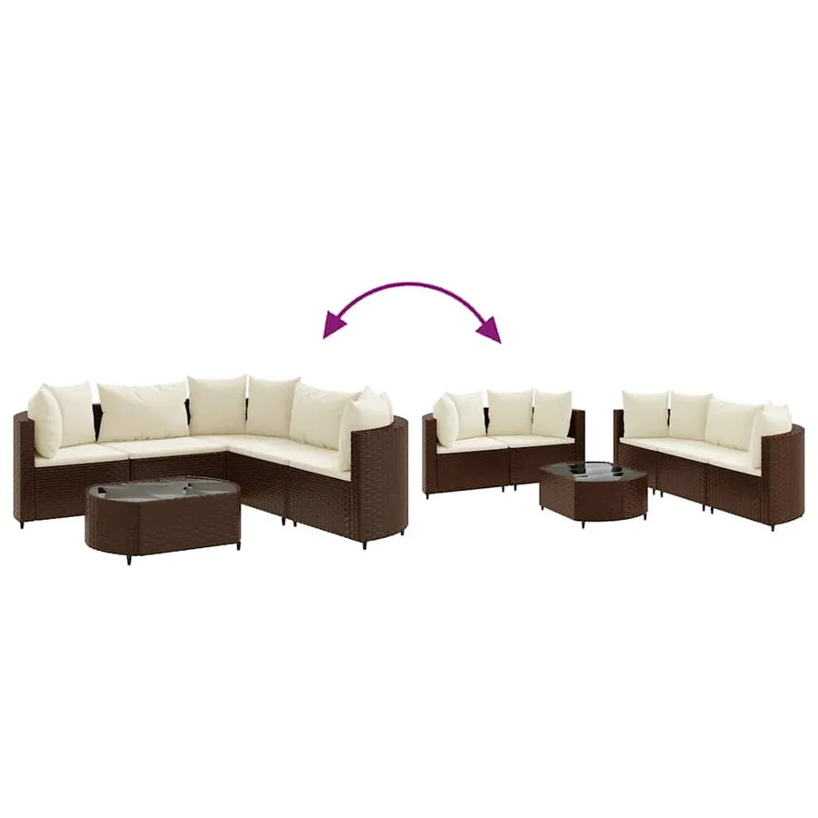 Salon de jardin avec coussins 6 pcs marron résine tressée - 6