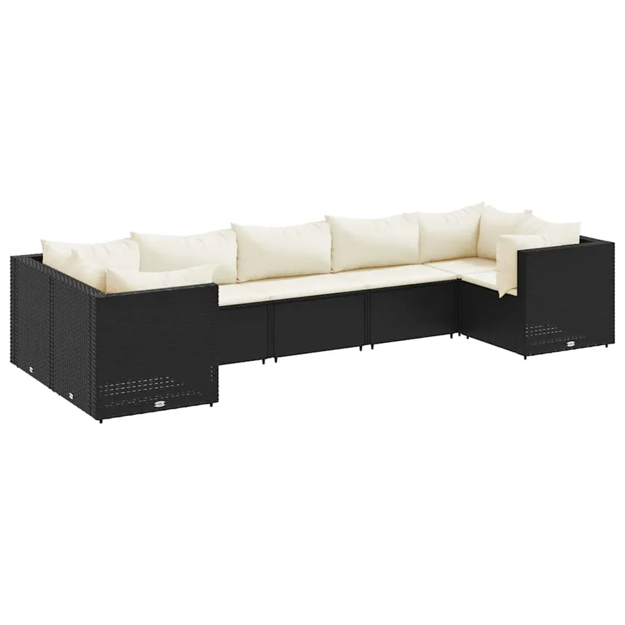 Salon de jardin 7 pcs avec coussins Noir Résine tressée 63 x 63 x 57,5 cm - 52,0 kg - 2