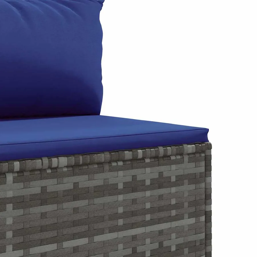 Salon de jardin 7 pcs avec coussins Gris Résine tressée - 5