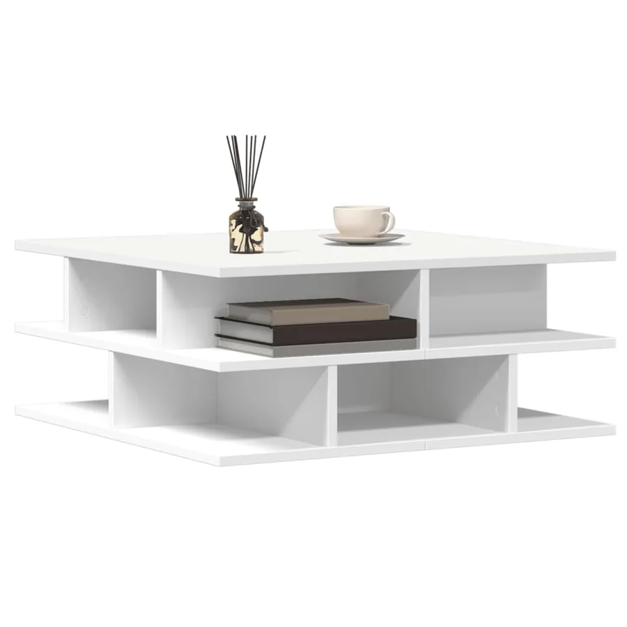 Table basse blanc 70x70x29 cm bois d'ingénierie - 4