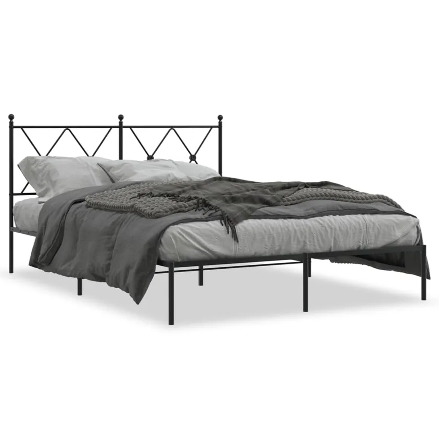 Cadre de lit métal sans matelas avec tête de lit noir 140x190cm - 2