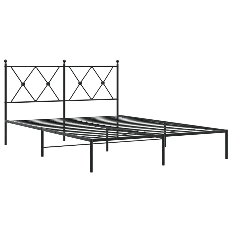 Cadre de lit métal sans matelas avec tête de lit noir 140x190cm - 3