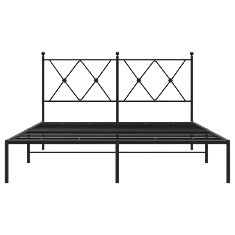 Cadre de lit métal sans matelas avec tête de lit noir 140x190cm - 4