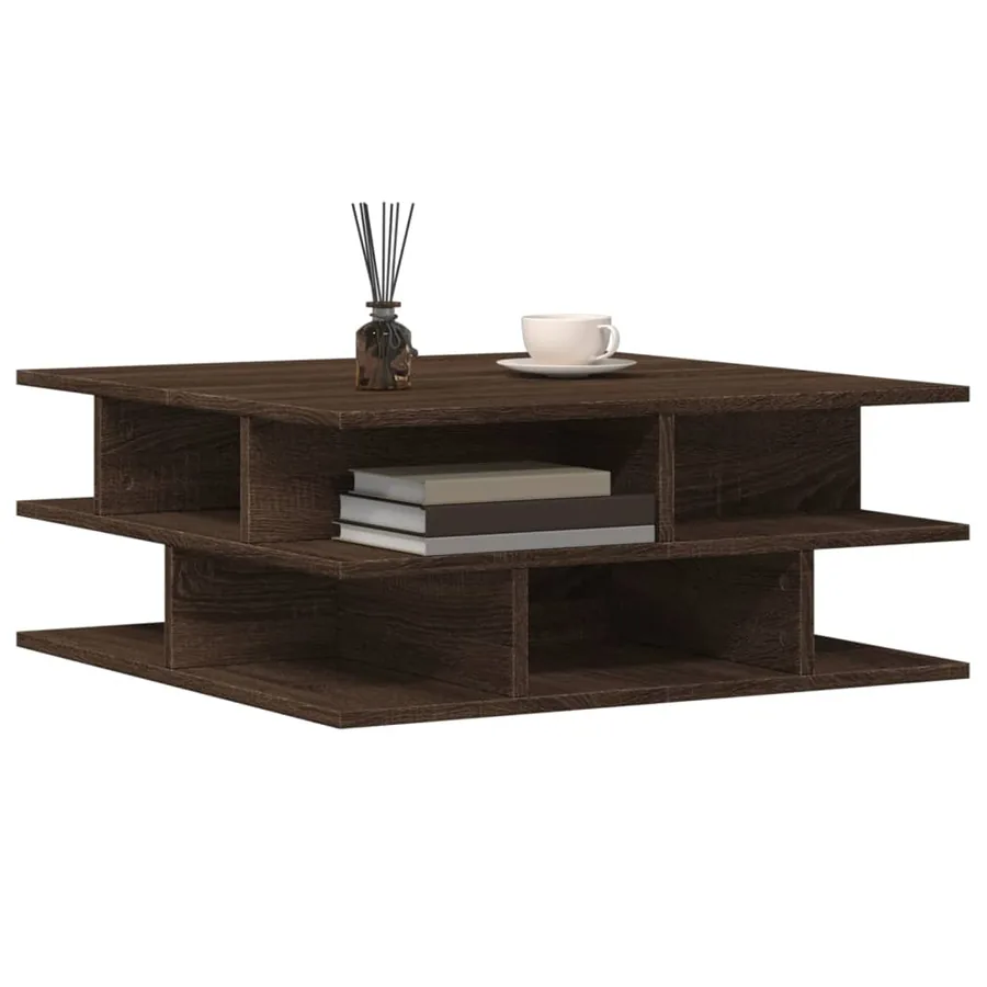 Table basse chêne marron 70x70x29 cm bois d'ingénierie - 4