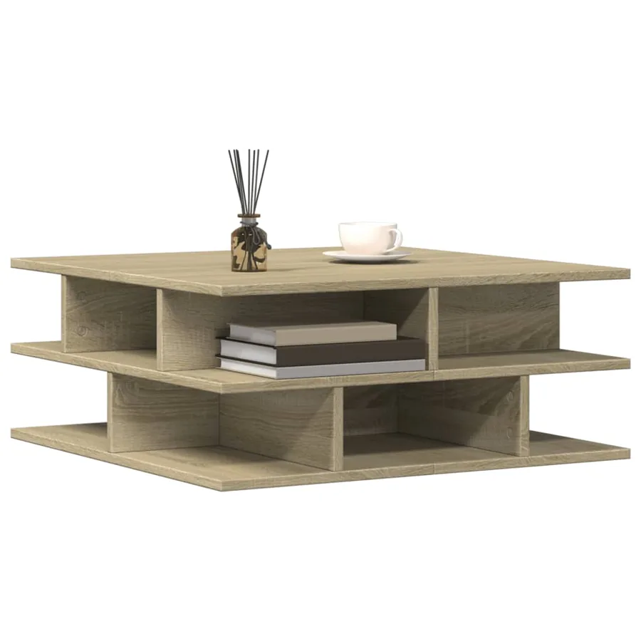 Table basse chêne sonoma 70x70x29 cm bois d'ingénierie - 4