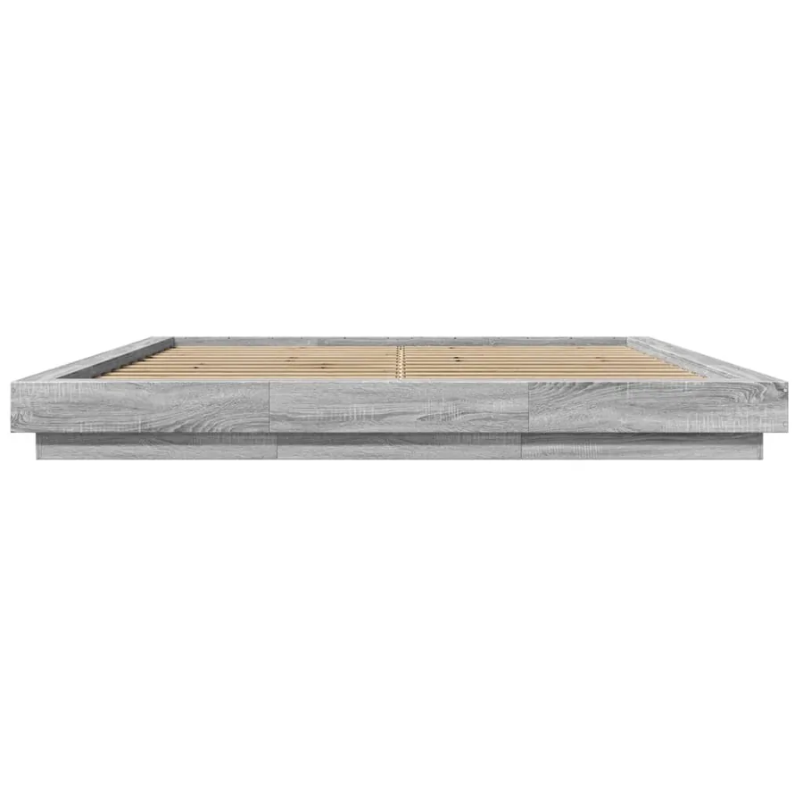 Cadre de lit et lumières LED sans matelas sonoma gris 200x200cm - 5