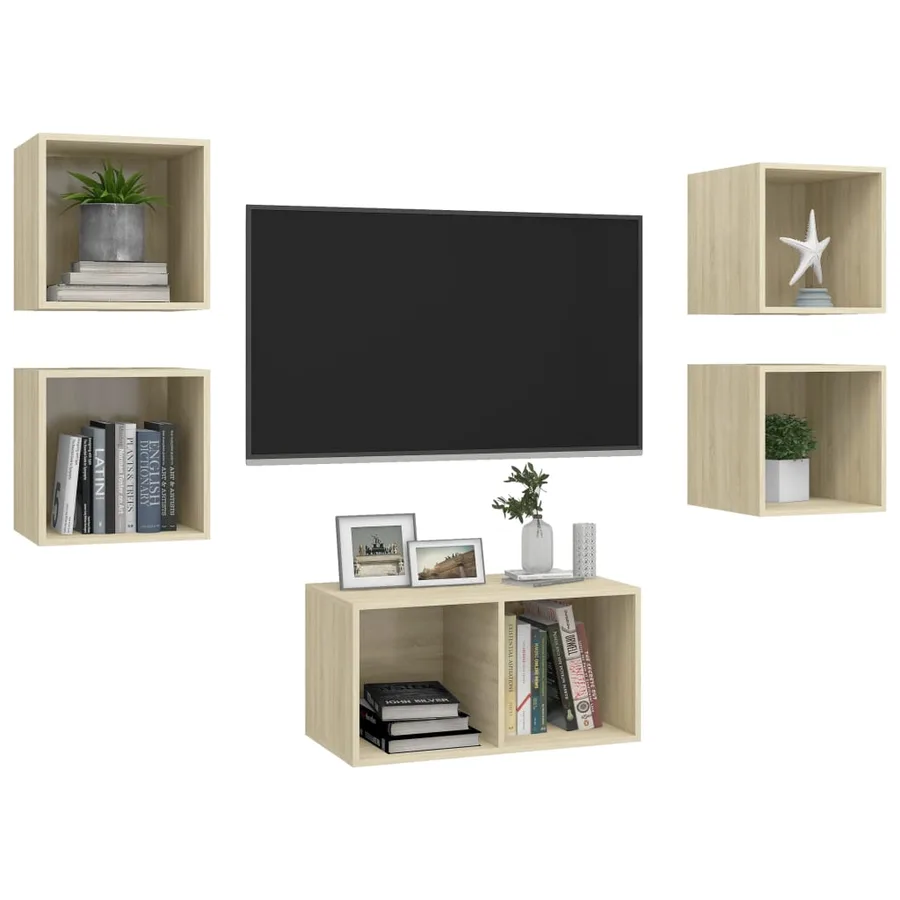 Ensemble de meubles TV 5 pcs Chêne sonoma Bois d'ingénierie - 3