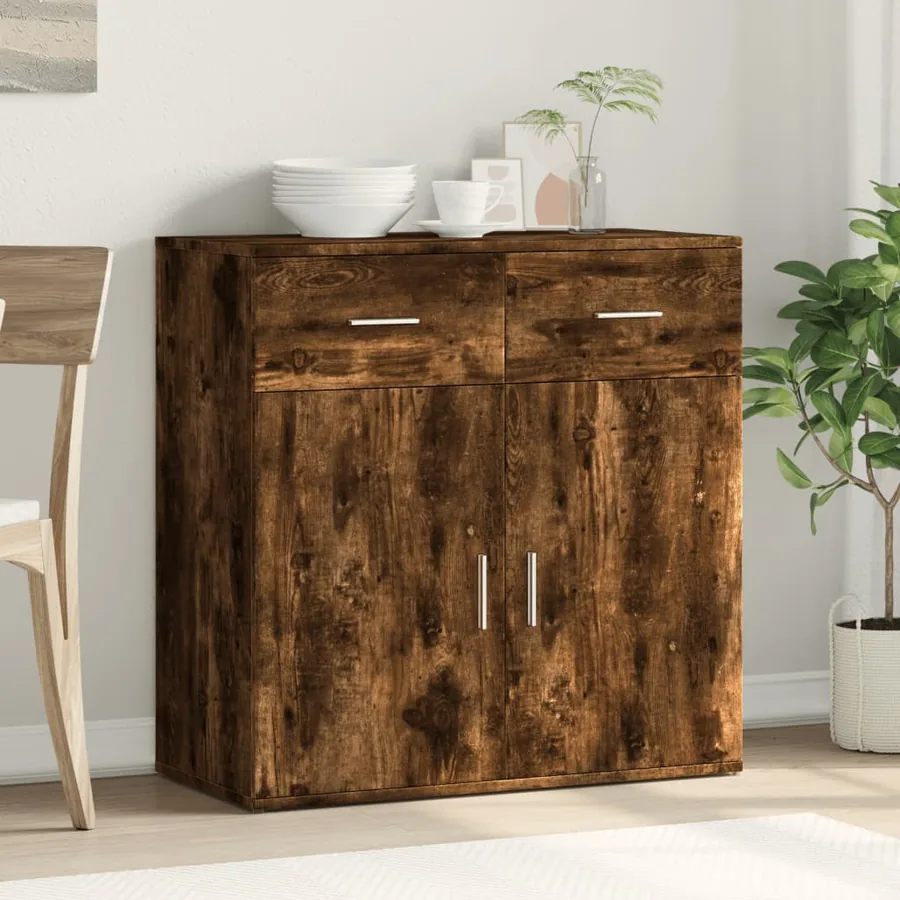 Buffet chêne fumé 79x38x80 cm bois d'ingénierie - 3