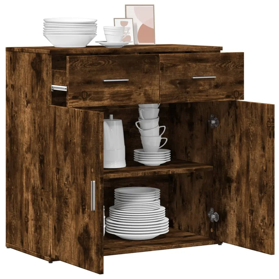 Buffet chêne fumé 79x38x80 cm bois d'ingénierie - 4