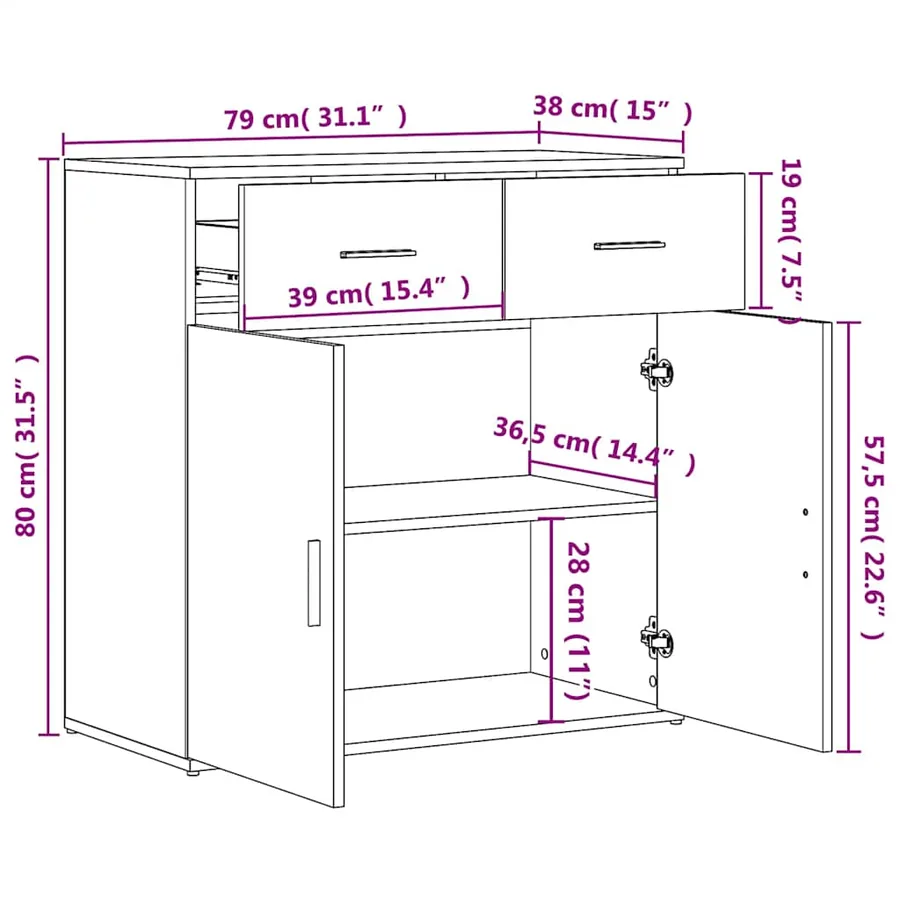Buffets 2 pcs chêne fumé 79x38x80 cm bois d'ingénierie - 10
