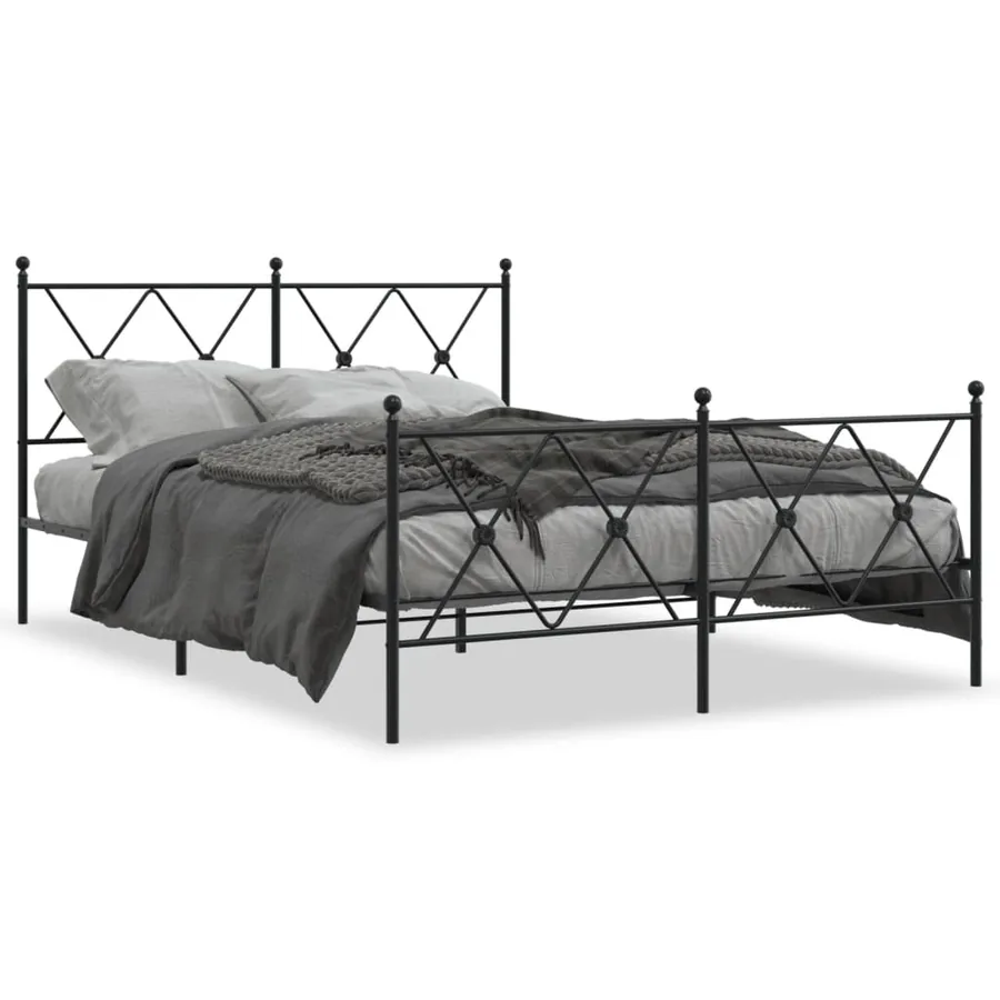 Cadre de lit métal sans matelas avec pied de lit noir 140x200cm - 2