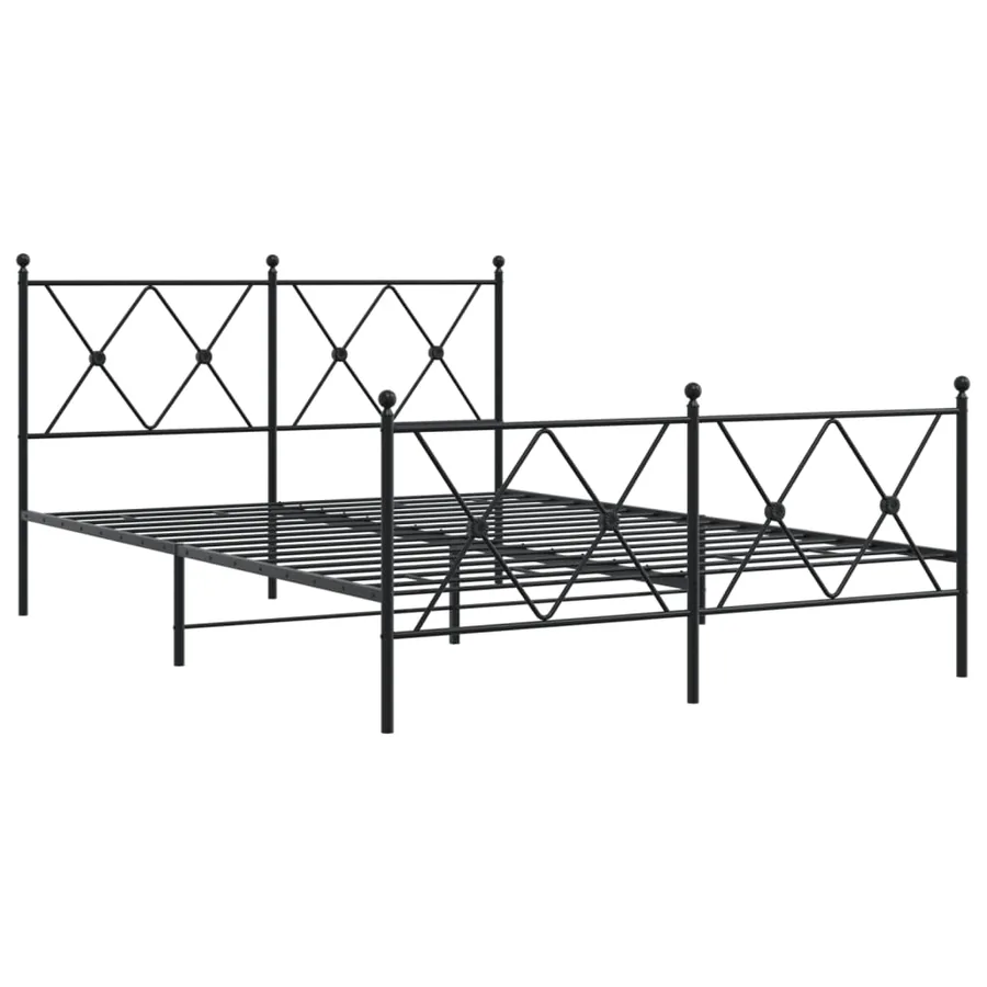 Cadre de lit métal sans matelas avec pied de lit noir 140x200cm - 3