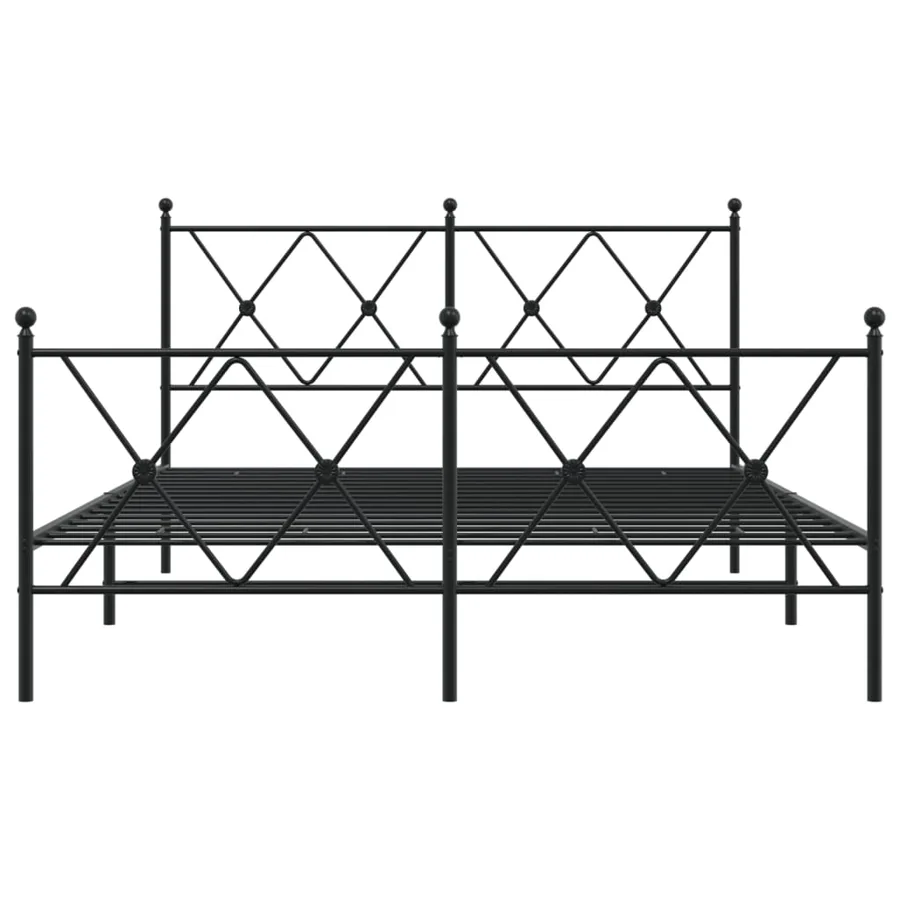 Cadre de lit métal sans matelas avec pied de lit noir 140x200cm - 4