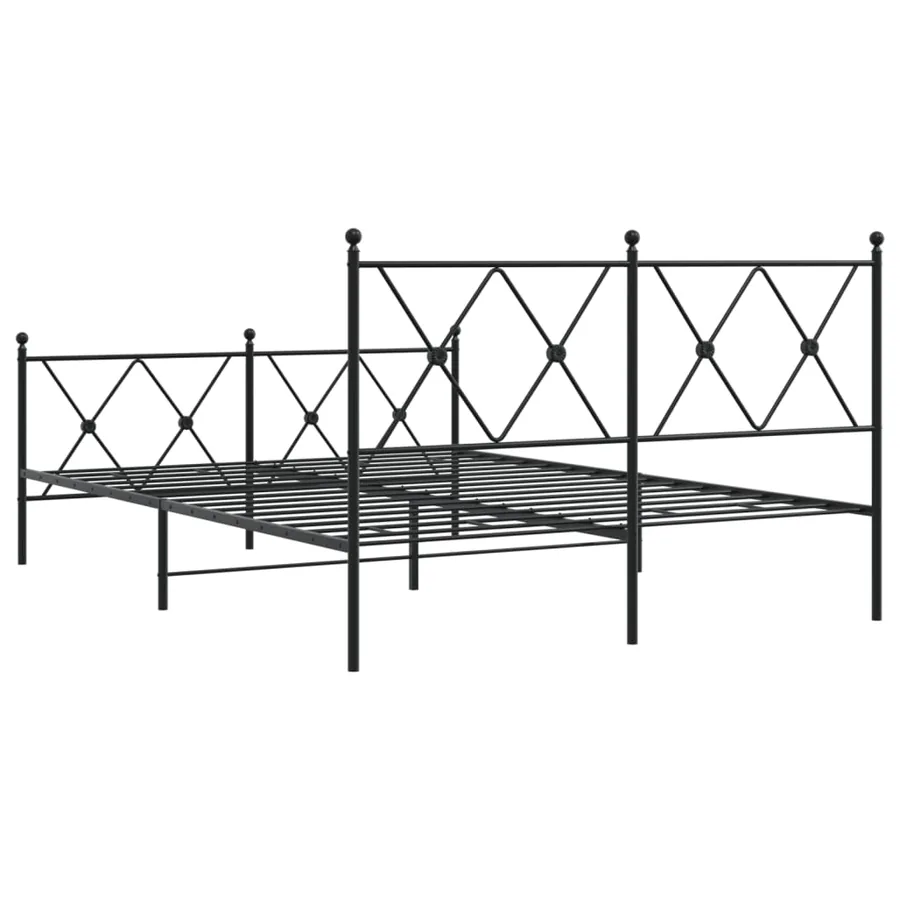 Cadre de lit métal sans matelas avec pied de lit noir 140x200cm - 6