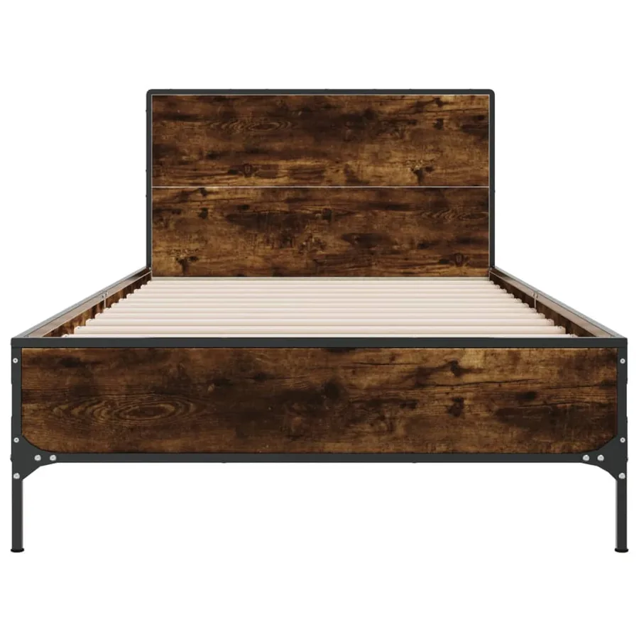 Cadre de lit sans matelas chêne fumé 75x190 cm - 4