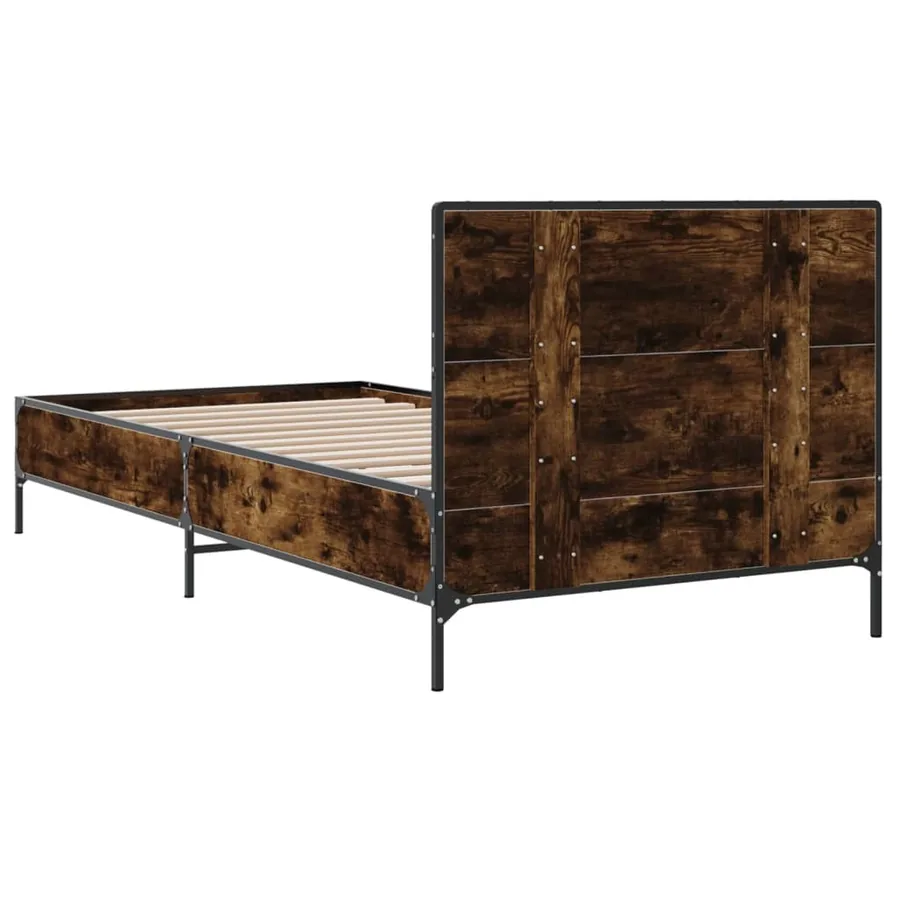 Cadre de lit sans matelas chêne fumé 75x190 cm - 6