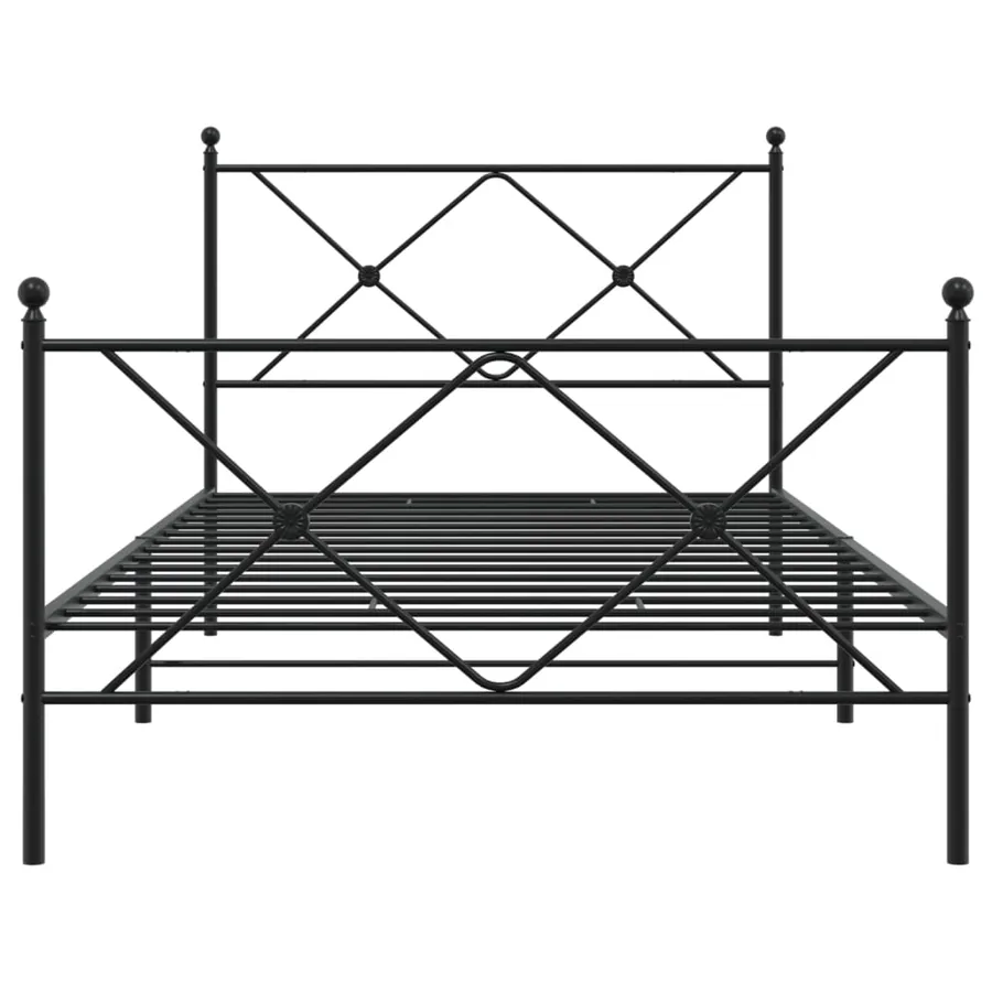 Cadre de lit métal sans matelas avec pied de lit noir 107x203cm - 4