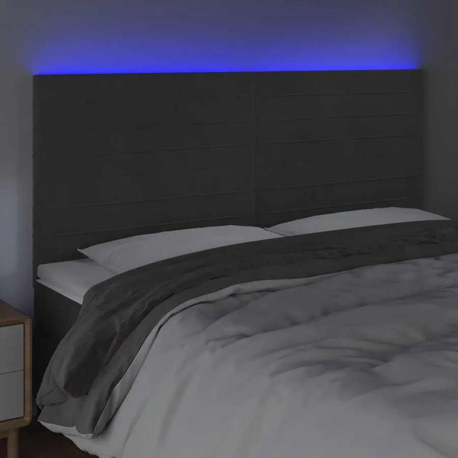 Tête de lit à LED Gris foncé 160x5x118/128 cm Velours - 3