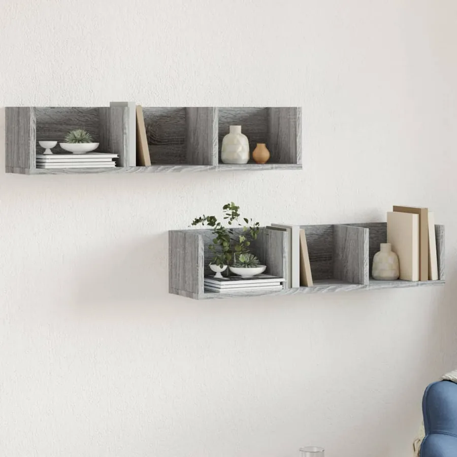 Armoires murales 2pcs sonoma gris 75x18x16,5 cm bois ingénierie