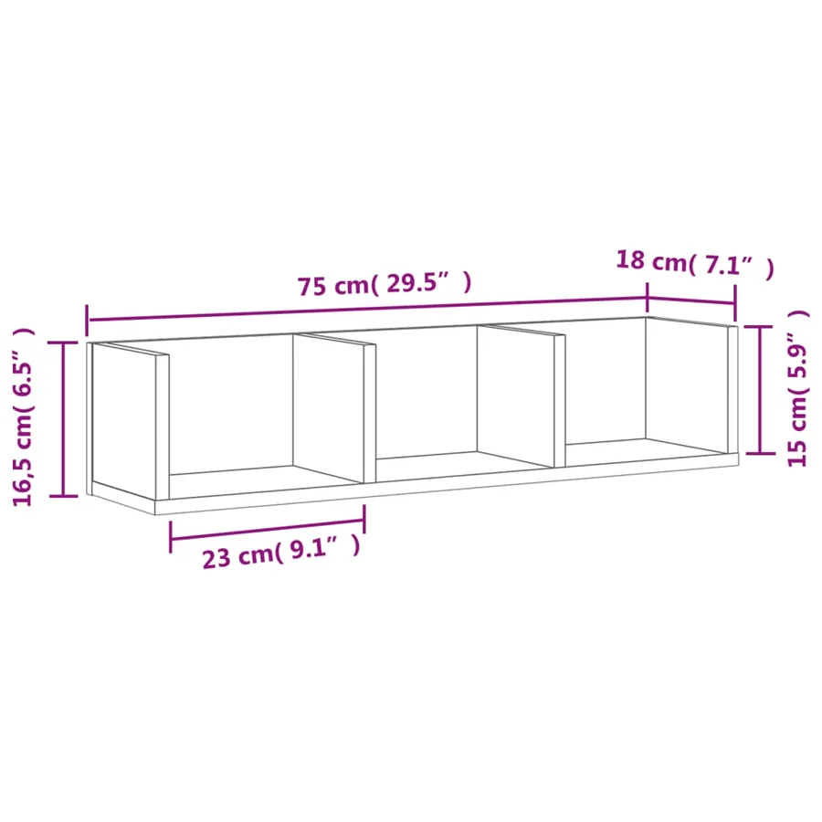 Armoires murales 2pcs sonoma gris 75x18x16,5 cm bois ingénierie - 11