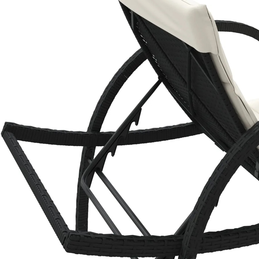 Chaise longue avec coussin noir 60x199x42 cm résine tressée - 8