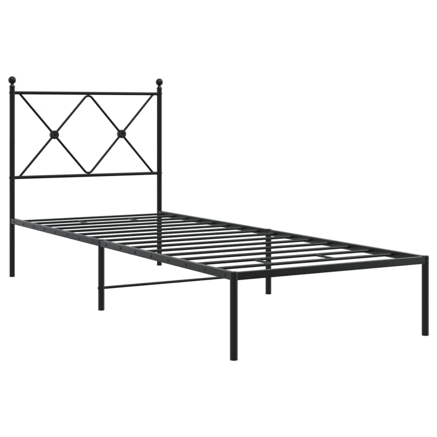 Cadre de lit métal sans matelas avec tête de lit noir 80x200 cm - 3