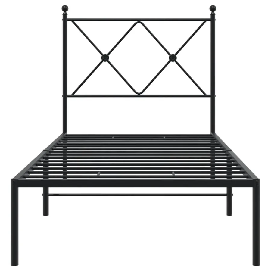 Cadre de lit métal sans matelas avec tête de lit noir 80x200 cm - 4
