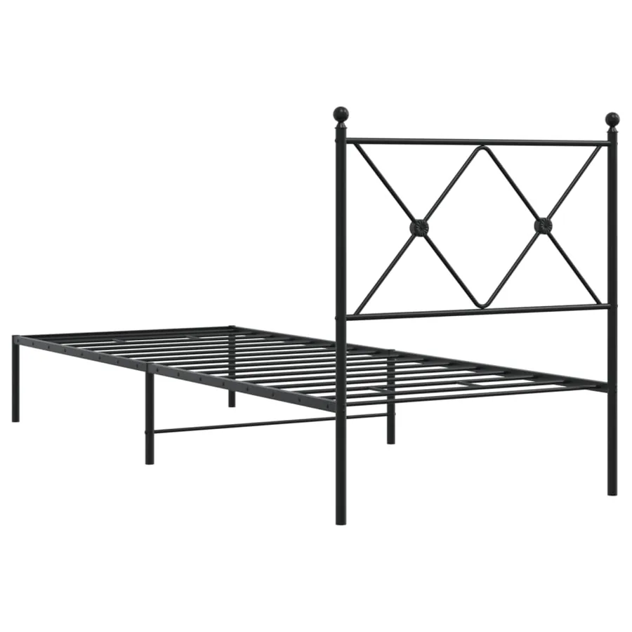 Cadre de lit métal sans matelas avec tête de lit noir 80x200 cm - 6
