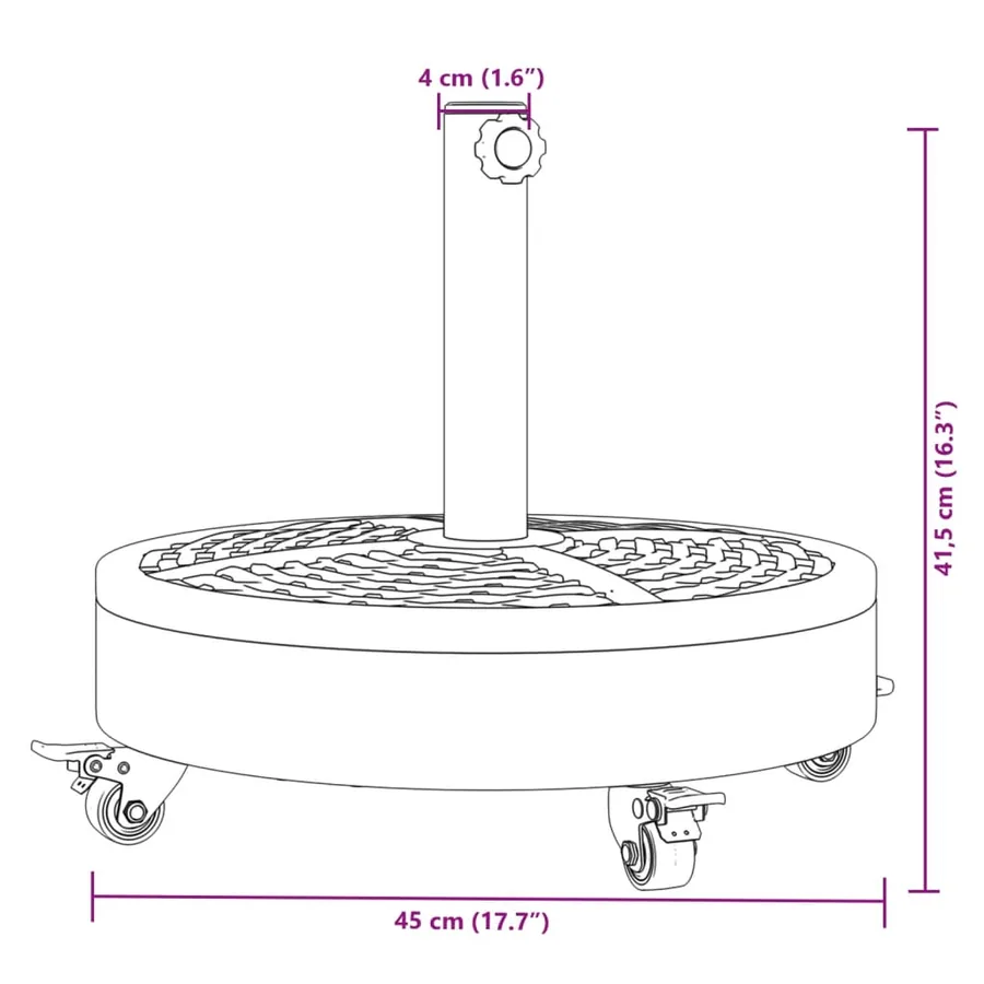 Base de parasol avec roues pour mâts Ø38 / 48 mm 27 kg rond - 8