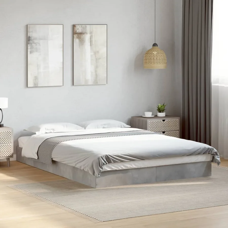 Cadre de lit sans matelas gris béton 140x200 cm
