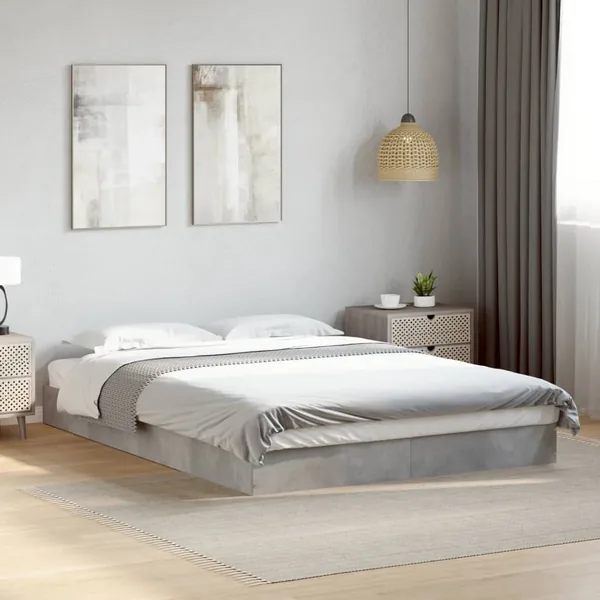 Cadre de lit sans matelas gris béton 140x200 cm