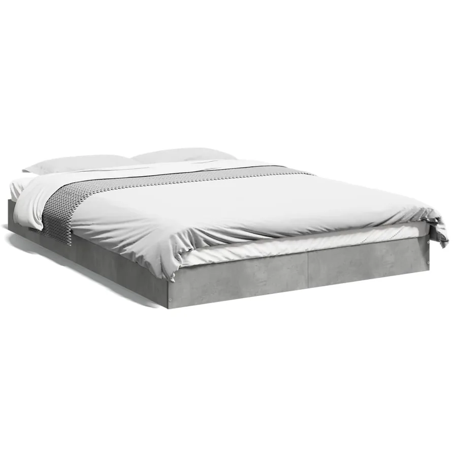 Cadre de lit sans matelas gris béton 140x200 cm - 2