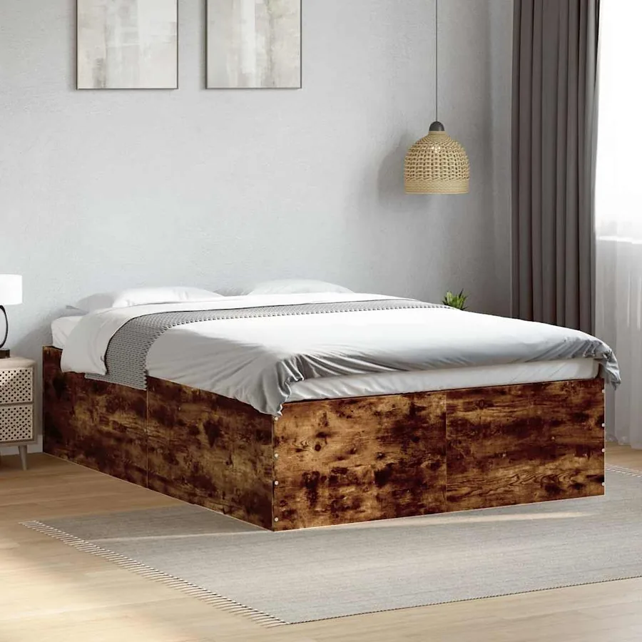 Cadre de lit sans matelas chêne fumé 120x200 cm