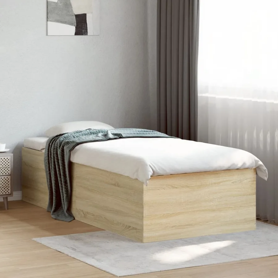Cadre de lit sans matelas chêne sonoma 75x190 cm