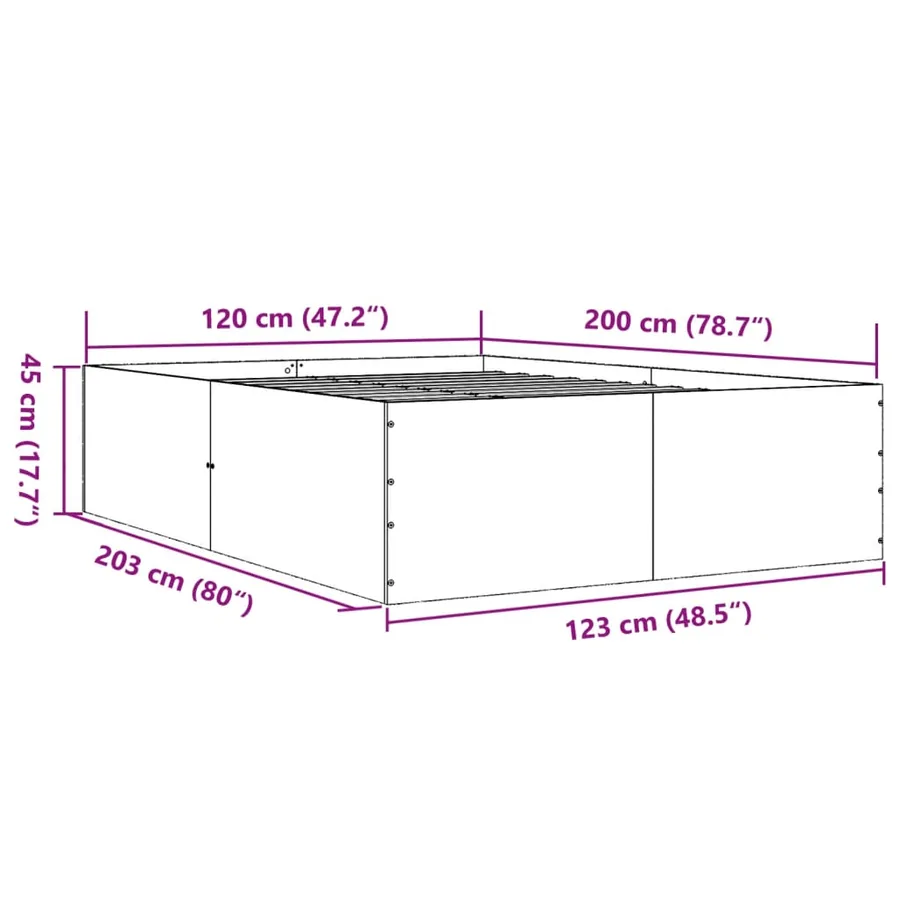 Cadre de lit sans matelas chêne marron 120x200 cm - 10