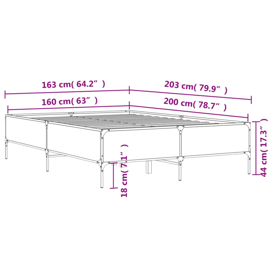 Cadre de lit sans matelas noir 160x200 cm - 9