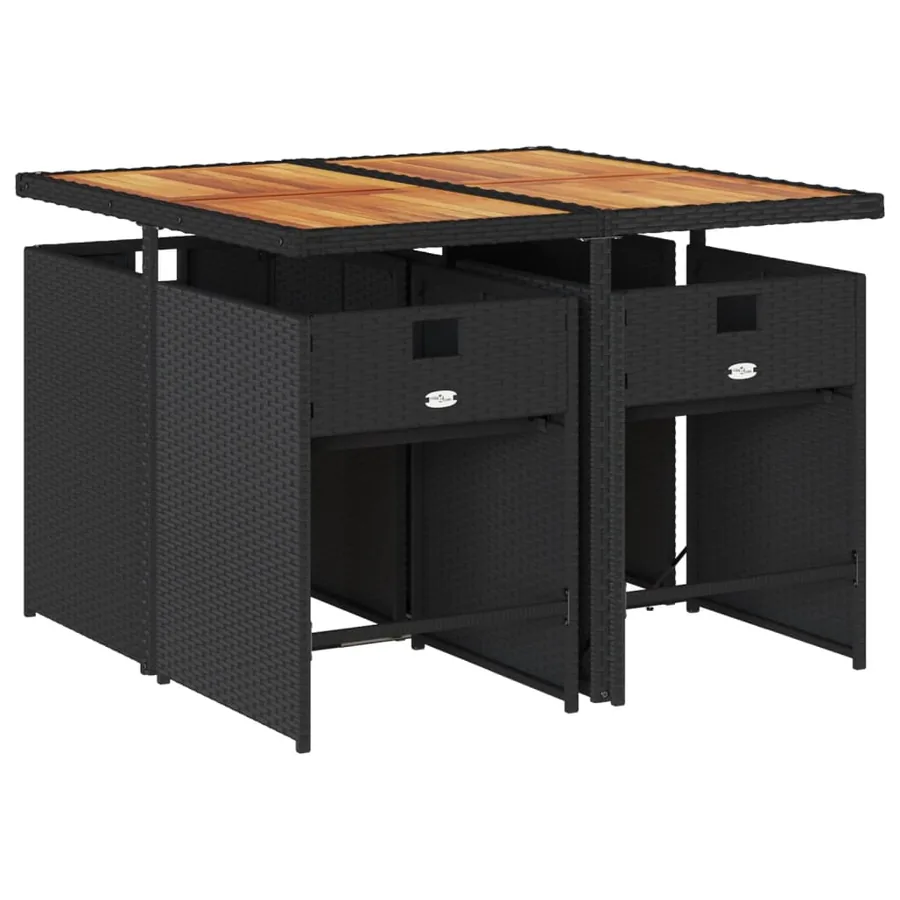 Ensemble à manger de jardin coussins 5pcs Noir Résine tressée - 3