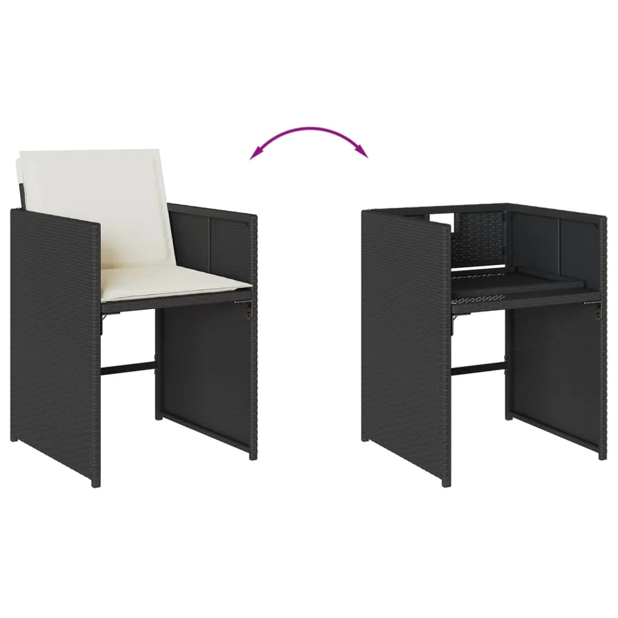 Ensemble à manger de jardin coussins 5pcs Noir Résine tressée - 6