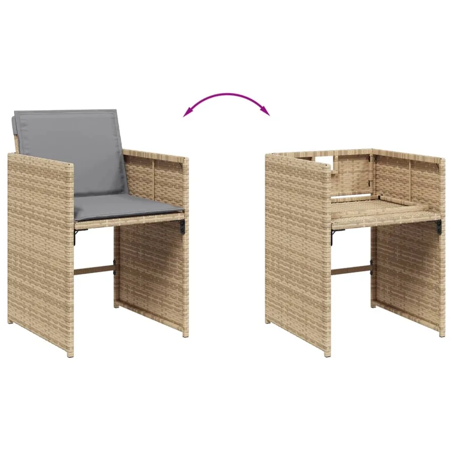 Ensemble à manger de jardin et coussins 9 pcs mélange beige - 6