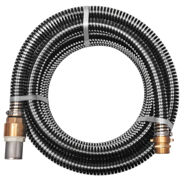 Tuyau d'aspiration avec raccords en laiton 15 m 25 mm Noir