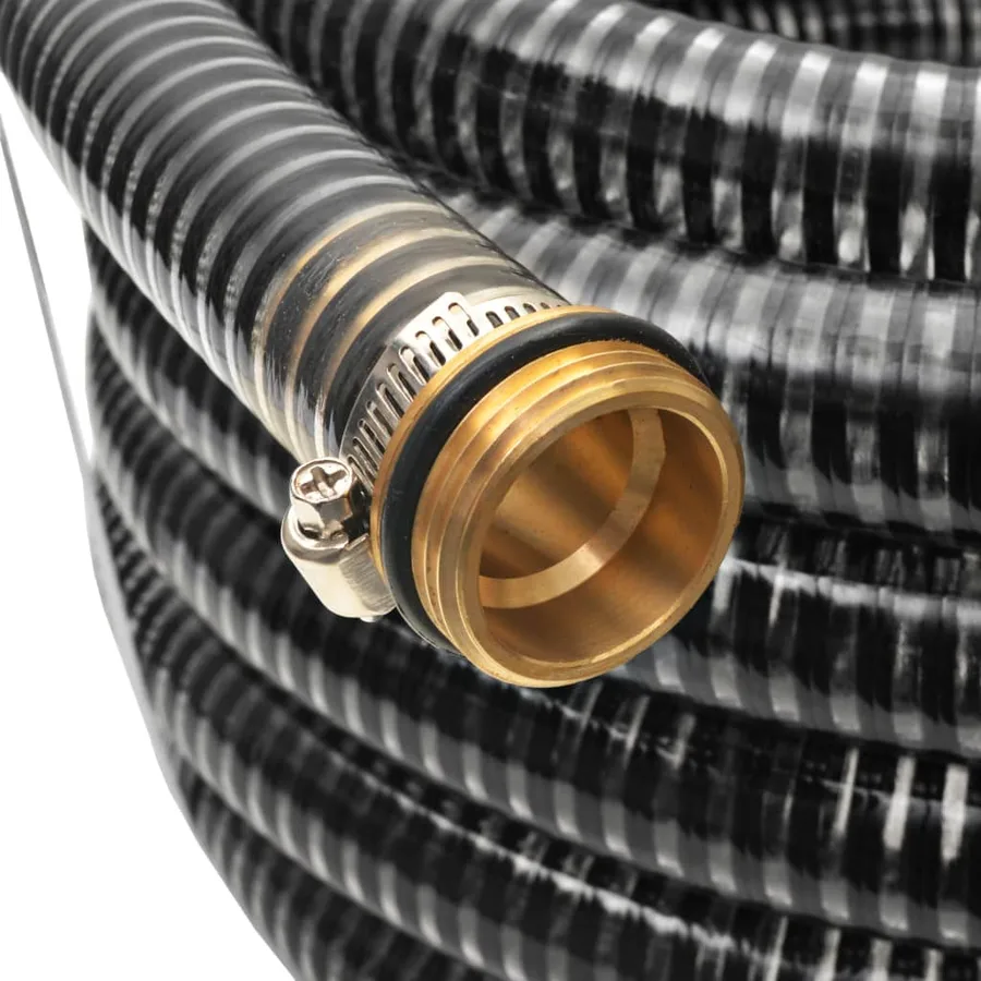 Tuyau d'aspiration avec raccords en laiton 15 m 25 mm Noir - 2