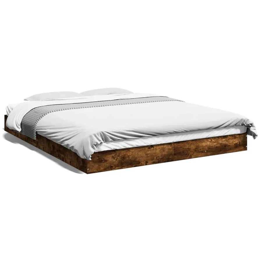 Cadre de lit sans matelas chêne fumé 160x200 cm bois ingénierie - 2
