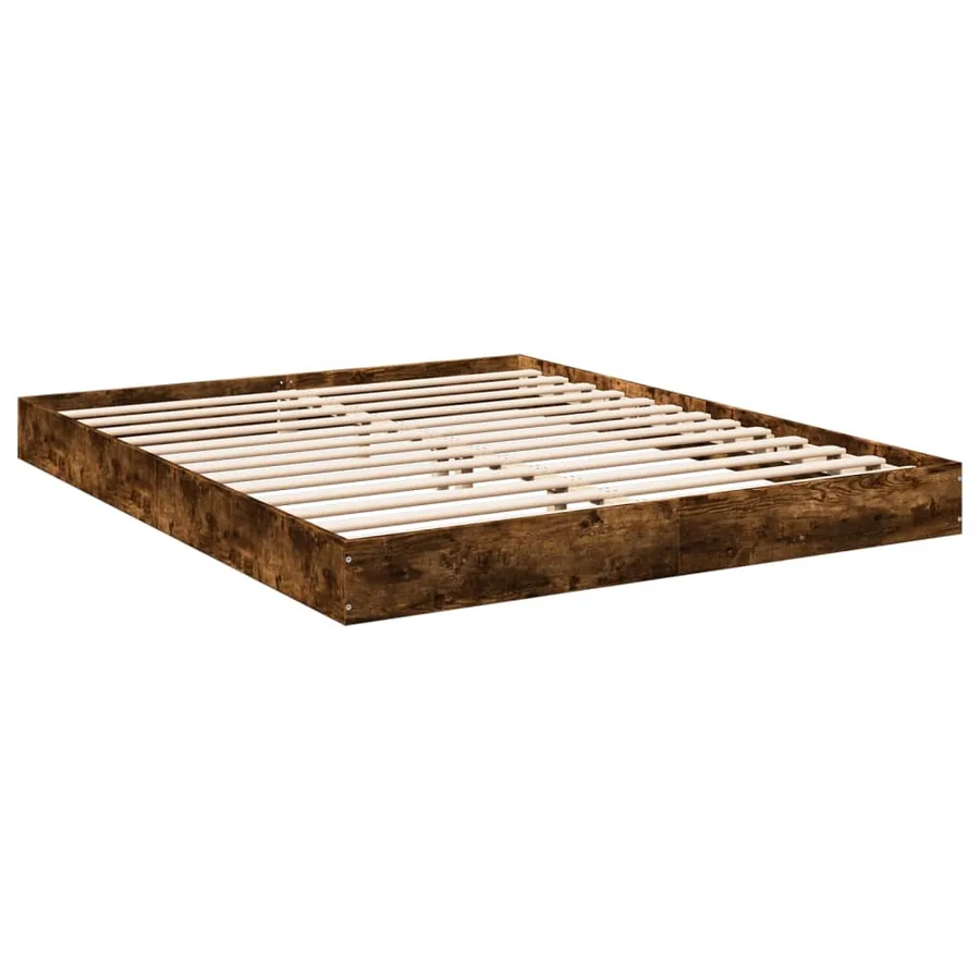 Cadre de lit sans matelas chêne fumé 160x200 cm bois ingénierie - 3