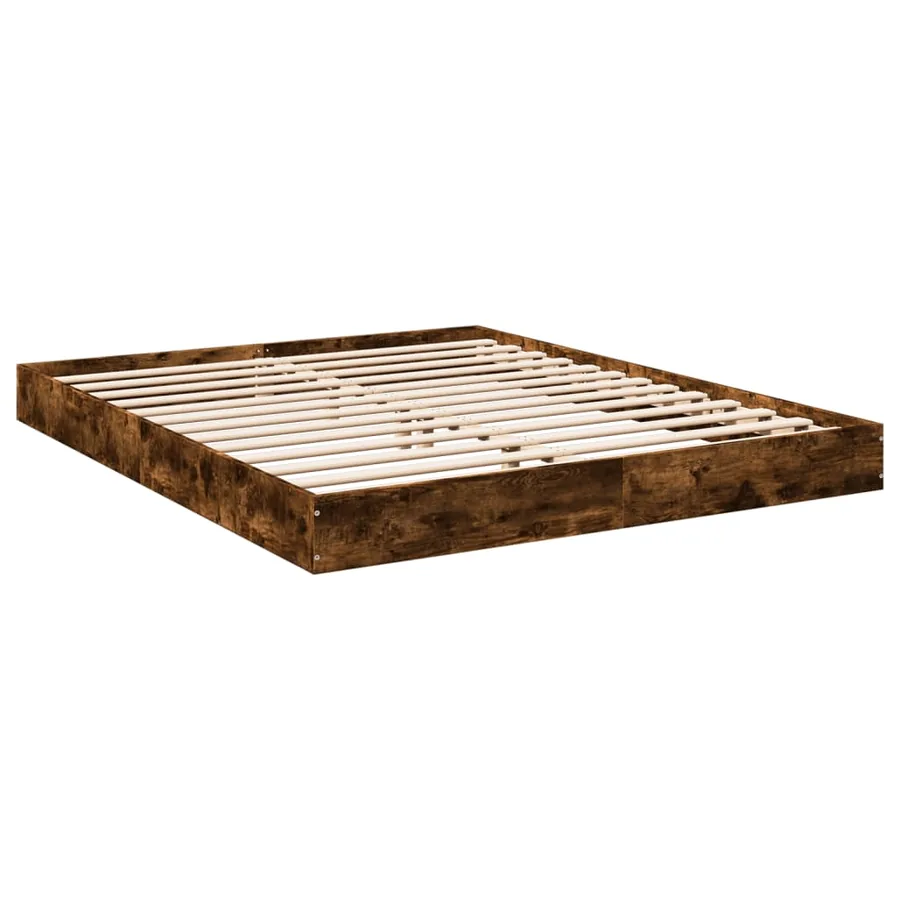 Cadre de lit sans matelas chêne fumé 160x200 cm bois ingénierie - 6