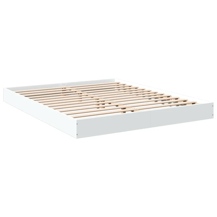 Cadre de lit sans matelas blanc 160x200 cm bois d'ingénierie - 3